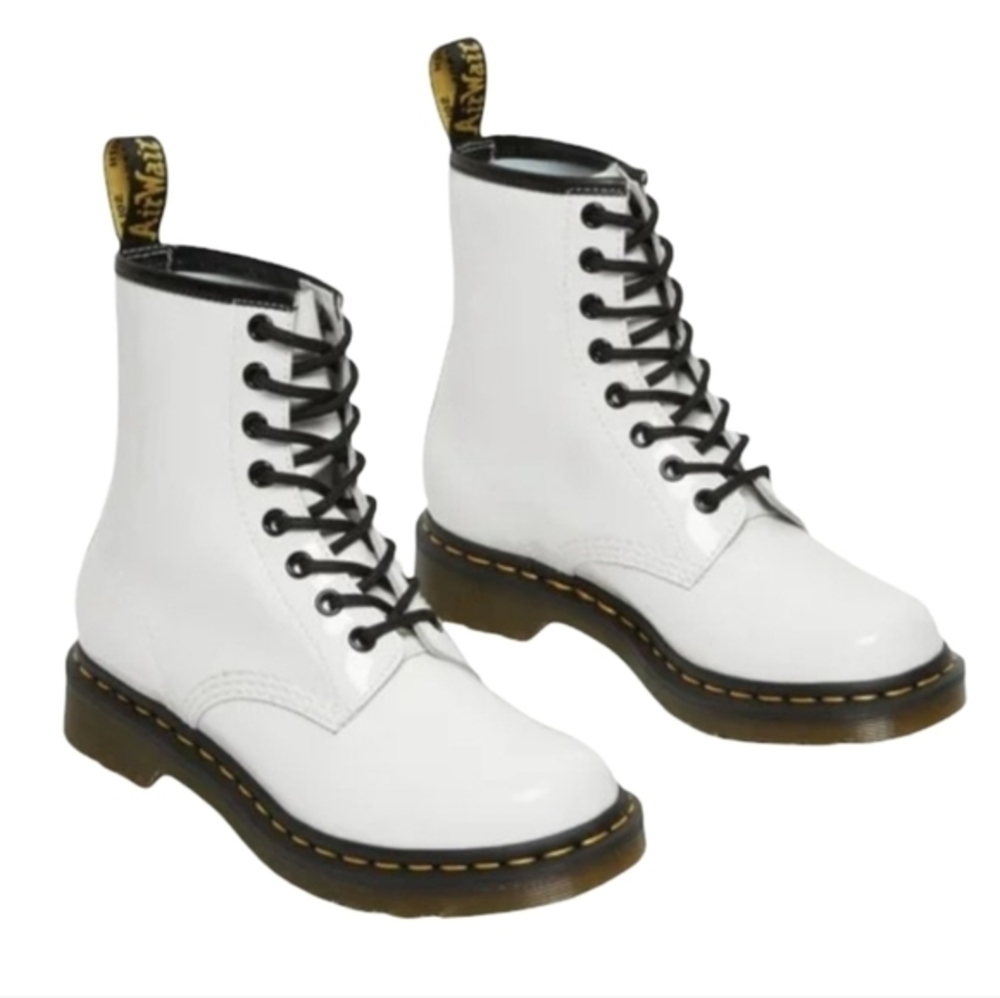 Dr. Martens Women's White Leather Lace Up Hiking Combat Boots Women's Size 9 New